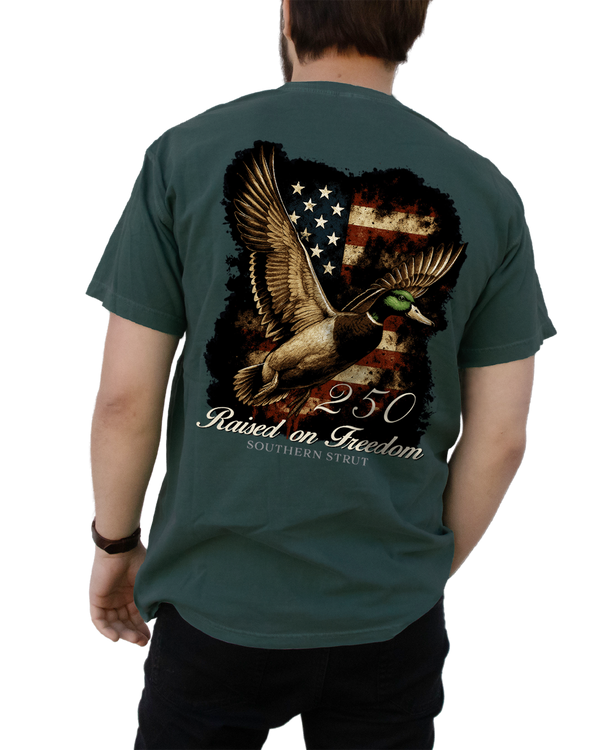 Raised On Freedom Mallard American Flag tee – Southern Strut