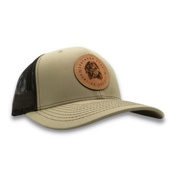 Boykin spaniel leather patch trucker hat — Southern Strut