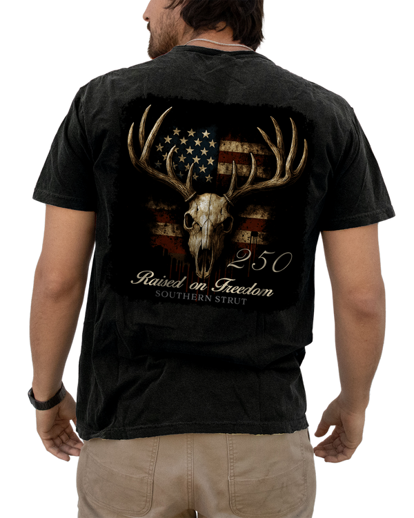 Raised On Freedom Deer American Flag tee – Southern Strut