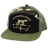 Pointer weathervane embroidered camo trucker hat — Southern Strut