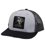 Labrador retriever portrait embroidered trucker hat — Southern Strut