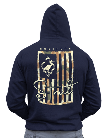 Camo Strut Flag HOODIE – Southern Strut Patriotic Camo Tee