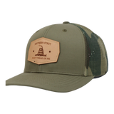 Gadsden Flag Leather Patch Trucker Hat