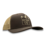 Three ducks in flight embroidered trucker hat — Southern Strut