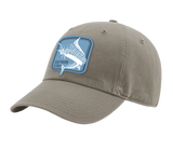 A driftwood Southern Strut original hat it has a square marlin embroidered patch.